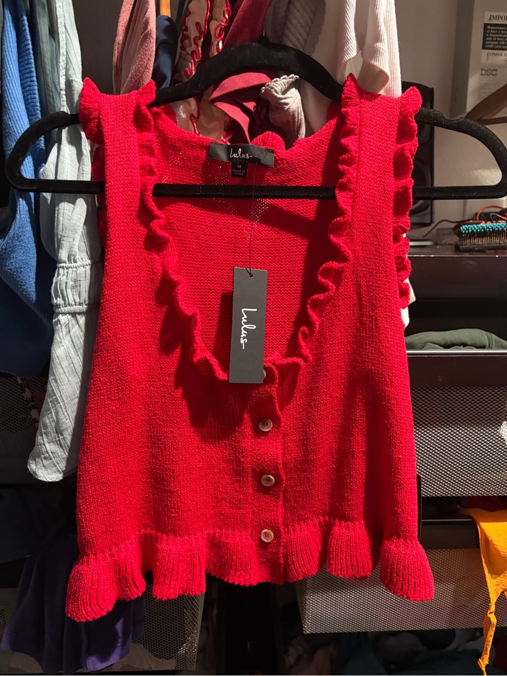 Lulu's Red Ruffle Detail Knit Tank Top
